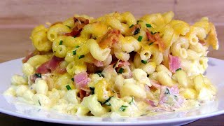 NUDELAUFLAUF MIT SCHINKEN UND KÄSESCHINKENNUDELN MIT CHEDDAR KÄSE ÜBERBACKENMAKKARONI AUFLAUF [upl. by Immac]