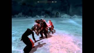 Skyrim Battles  The Ebony Warrior vs 4 Nightmaster Vampires Master Settings [upl. by Kensell]