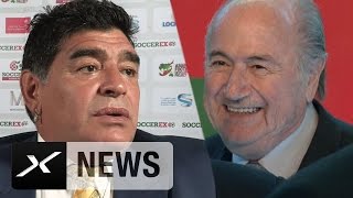 Diego Maradona schießt gegen FIFABoss quotSepp Blatter will nur Champagnerquot  WM 2022 [upl. by Viola]