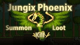 Terraria  Jungix Phoenix Boss Reborn Mod  Summon kill loot [upl. by Nallak937]