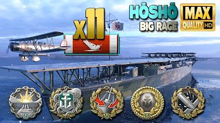 Aircraft Carrier Hōshō 11 ships destroyed  World of Warships [upl. by Enorej]