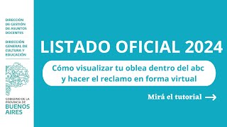 LISTADO OFICIAL 2024 Como visualizar tu oblea dentro del abc y hacer el reclamo en forma virtual [upl. by Matrona166]