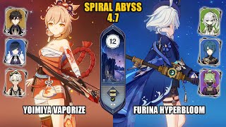 F2P Yoimiya Vaporize amp Furina Hyperbloom  Spiral Abyss 47  Floor 12  Genshin Impact [upl. by Eyaj339]