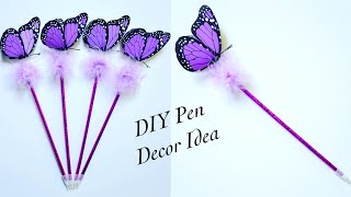 DIY Pen Decor Idea With Paper  Pen decoration  Back To School Crafts [upl. by Ravahs]