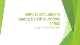 SC500 manual calculadora científica barrilito [upl. by Boland]