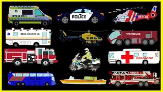 Emergency Vehicles – Police Car Fire Truck Ambulance  Videos for Kids  Fun amp Educational [upl. by Skees]