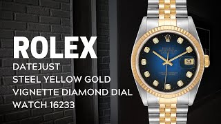 Rolex Datejust Steel Yellow Gold Vignette Diamond Dial Watch 16233 Review  SwissWatchExpo [upl. by Gretta]