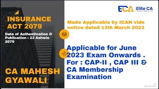 Insurance Act 2079 By CA Mahesh Gyawali  Elite CA  Part 3 [upl. by Iadrahc]