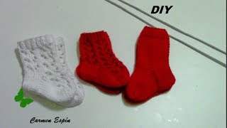 Calcetines de bebe a dos aguja DIY [upl. by Lubet]