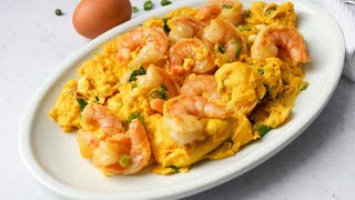 Easy amp Delicious 10min Chinese Shrimp Omelette only 6 ingredients [upl. by Ardnohsed245]