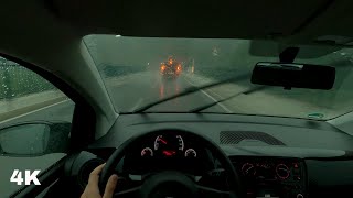 Driving into a Tornado Warning Thunderstorm with INTENSE Rainfall 4K POV [upl. by Anawot574]