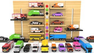 Learn Colors with MultiLevel Parking Toy Street Vehicles  Educational Videos  Cars for KIDS [upl. by Gherardi948]