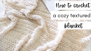 Modern Textured Crochet Blanket  How to Crochet an Easy Blanket Using Only 2 Stitches [upl. by Laamak]