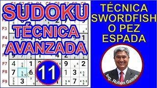 SUDOKU  Técnica avanzada SWORDFISH o PEZ ESPADA [upl. by Ainitsirhc]