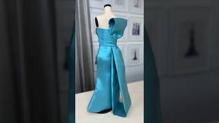 Draping a Turquoise Silk Zibeline Gown with Dramatic ObiBack Bow [upl. by Nodyarb]