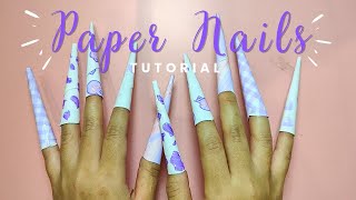 paperdiy Tutorial how to make paper nails kuromi purple theme 💅💅💜💜 [upl. by Fruin]