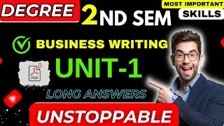 Business Writing skill paper Unit1 L ong answer questions with pdf  2nd sem skill papers [upl. by Aivilo]