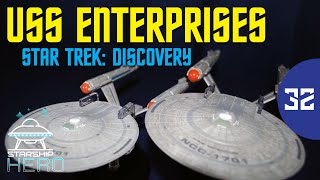 USS Enterprises from Star Trek Discovery and Star Trek Strange New Worlds by Eaglemoss Size Comp [upl. by Anitnemelc]