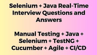 SDET  QA  SELENIUM  JAVA  TestNG  Cucumber Automation Testing Interview Questions amp Answers [upl. by Etteuqal]