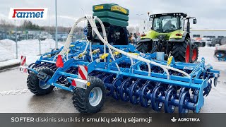 Smulkių sėklų sėjamoji ir 6m diskinis skutiklis  Delimbe ir Farmet Softer  Agroteka [upl. by Stone]