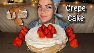 CREPE CAKE MUKBANG Vegan No Talking [upl. by Melmon708]