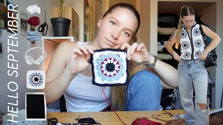 crocheting a sporty granny square vest september vibes what i made in august [upl. by Howlond]