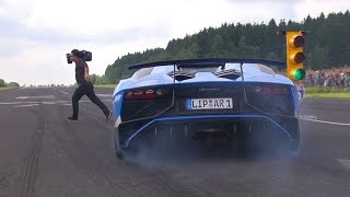 AVENTADOR LP750 SV ALMOST HITS CAMERAMAN [upl. by Airdnna]