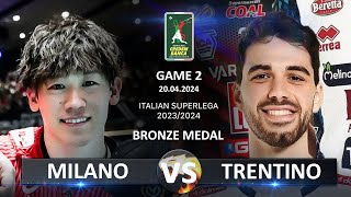 Bronze Medal Matches of Italian Volleyball SuperLega 20232024  Milano vs Trentino [upl. by Allac947]