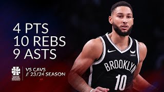 Ben Simmons 4 pts 10 rebs 9 asts vs Cavs 2324 season [upl. by Small]