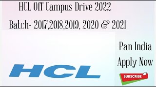 HCL Pooled Off Campus Drive 2022  Freshers  Software Engineer  BE BTech MSc MCA  PAN India [upl. by Akahs]