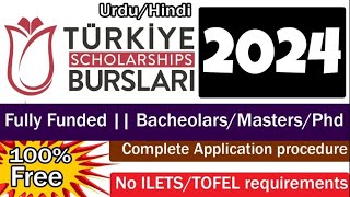 Apply 2024 Turkiye Burslari Scholarship  BSMSPHD  Fully Funded  Application Submission Urdu [upl. by Randa]