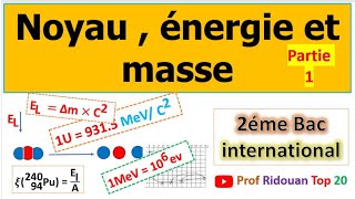 noyau énergie et masse cours 2 nucléaire 2 bac pcsvtsm partie 1 [upl. by Oaht697]