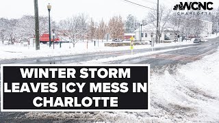 Winter storm leaves icy mess on Charlotte NC roads WakeUpCLT To Go [upl. by Koenig]