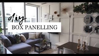 DIY Renter Friendly Wall Paneling Wainscoting  how to white accent wall box paneling [upl. by Ebneter]