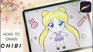 PROCREATE TUTORIAL BEGINNER How to Draw ✨Sailormoon CHIBI✨on your IPAD  QUICK amp SIMPLE [upl. by Neetsirhc]