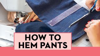 How to EASILY Hem Pants At Home  Beginner Sewing Tutorial  Good Housekeeping [upl. by Caesar]