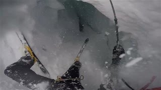 Helmet Cam Captures Skier Falling Into Glacial Crevasse [upl. by Erot]