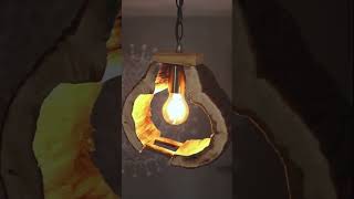 Original Solid wood pendant light Driftwood hanging light DIY Rustic wood lighting [upl. by Joellen]