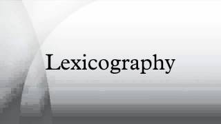 Lexicography [upl. by Danae45]