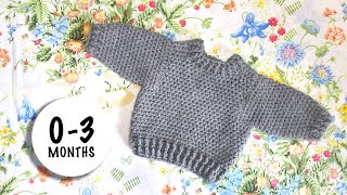 EASY Crochet pullover sweater for baby 03 months  Last Minute Laura [upl. by Alisha]