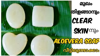 Homemade Aloe Vera Soap  Skin Whitening and Glowing Soap  Aloe vera Soap Making Malayalam [upl. by Seem580]