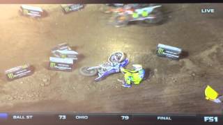 Weston Peick and Vince Friese Fight  2016 AMA Supercross Anaheim 1 [upl. by Arikihs]