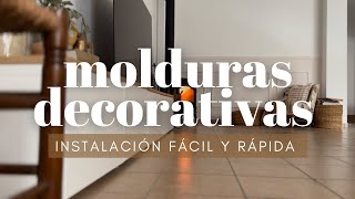 DIY  Cómo colocar molduras decorativas de poliestireno en la pared Fácil rápido y económico [upl. by Haslett]