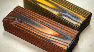 One Minute Shou Sugi Ban Inspired Finish  DIY Stained Charred Wood [upl. by Suoivatram]