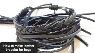 DIY BRAIDED LEATHER BRACELET  HOW TO MAKE BRAIDED LEATHER BRACELET [upl. by Karita]