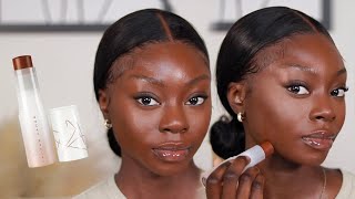 Fenty Beauty Ease Drop Skin Tint Stick Foundation Review  Wear Test  Dark Skin Natural Makeup [upl. by Annek]