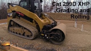 Cat 299D XHP Grading and Rolling with a Cat CV16B Vibratory Drum Compactor [upl. by Benia]