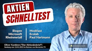 AktienSchnelltest inkl Microsoft Biogen Rheinmetall Medifast Ecolab und Paul Hartmann [upl. by Colin]