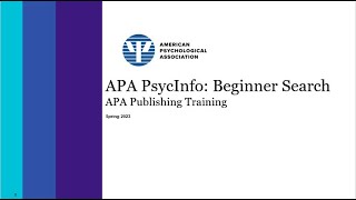 APA PsycInfo Beginner Search [upl. by Akirre]