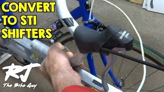 How To Convert From Downtube Shifters To STI Shifters Brifters On Vintage Bike [upl. by Donahue]